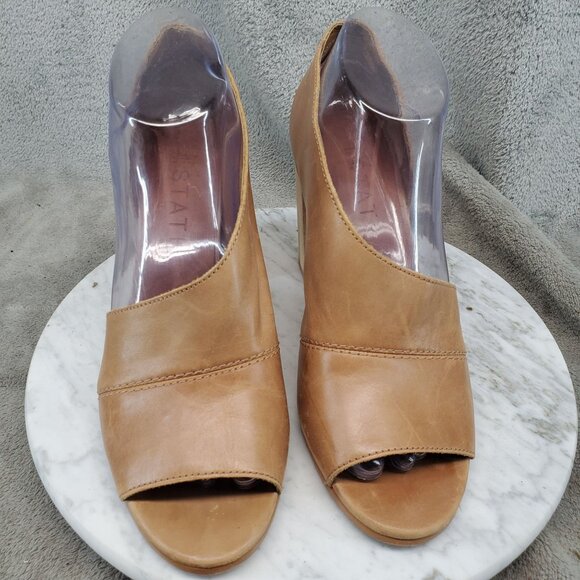 1.State Shoes Womens 8.5 Brown Leather Amble D'Orsay Block Heel Open Toe - Picture 7 of 11